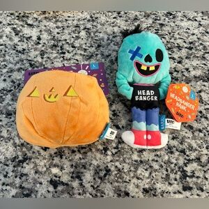 Set of 2: Bark Halloween Plush Toys - Orange and Blue